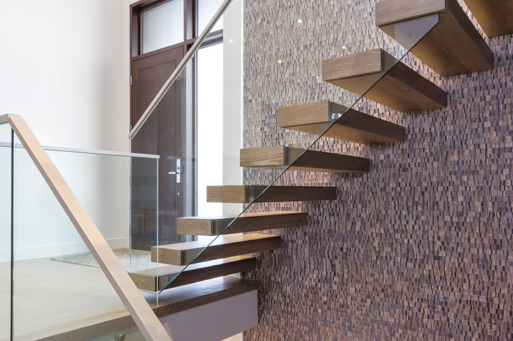 wall cantilevered + box steps / top mount handrail / aluminum handrail 