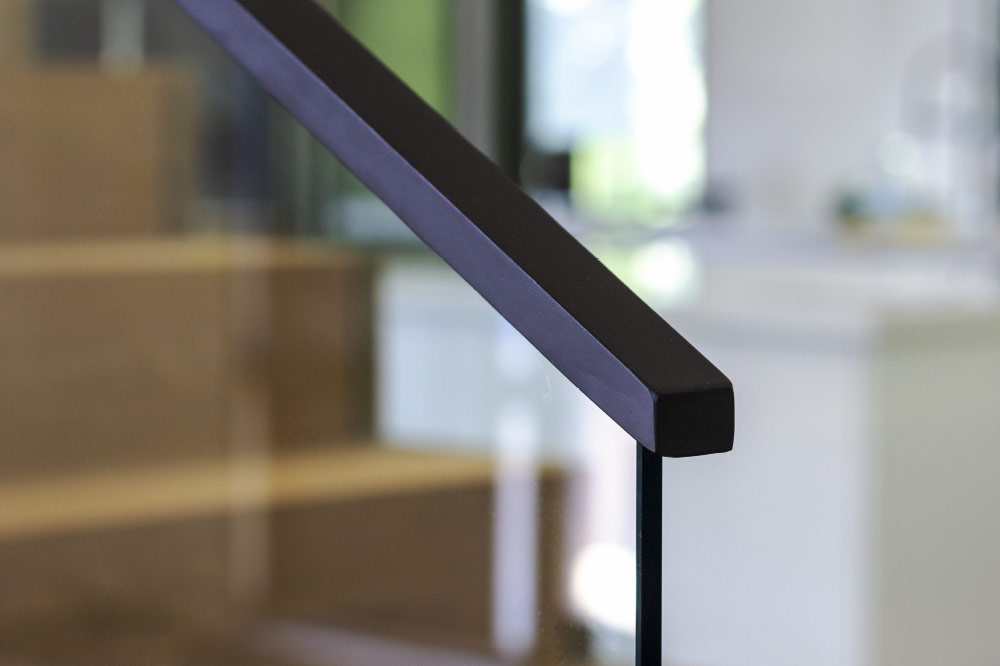 glass top mount painted rectangular aluminum handrails