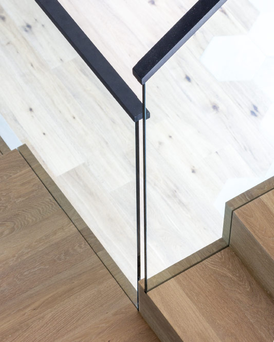 glass top mount painted rectangular aluminum handrails
