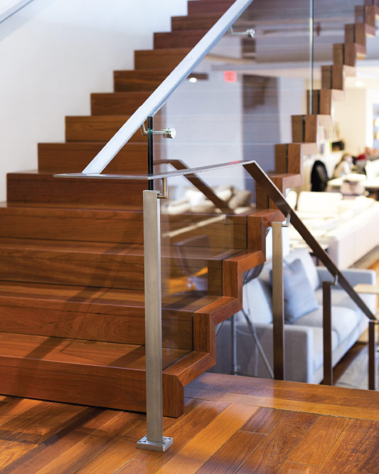 glass side mount handrail / post mount handrail / solid stainless steel handrail